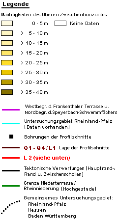 Mächtigkeiten des Oberen Zwischenhorizontes (OZH) im Raum Rhein-Neckar