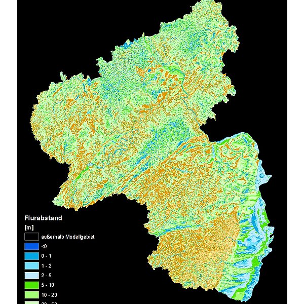 Flurabstandskarte RheilandPfalz Grundwasseroberfläche Rheinland-Pfalz (GWO-RLP)