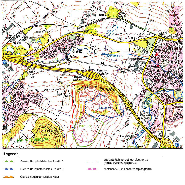 Plaidt Plan Erweiterung des Lavasandtagebaus „Plaidt 10 / Kretz 1“ auf dem Gebiet der Ortsgemeinden Plaidt und Kretz im Landkreis Mayen-Koblenz