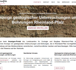 Online-Portal Anzeige geologischer Untersuchungen und Bohrungen Rheinland-Pfalz