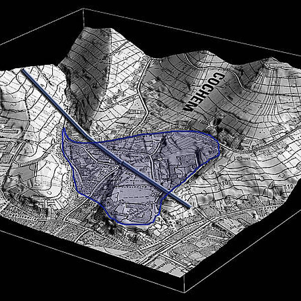 3D-Ansicht der Cochemer Oberstadt Neuer Kaiser Wilhelm-Tunnel in Cochem