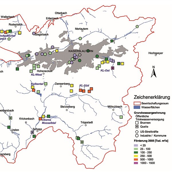 Grundwasserentnahmen 2008 im Bewirtschaftungsraum Grundwasserbewirts-chaftungskonzept 2030 – Raum Kaiserslautern