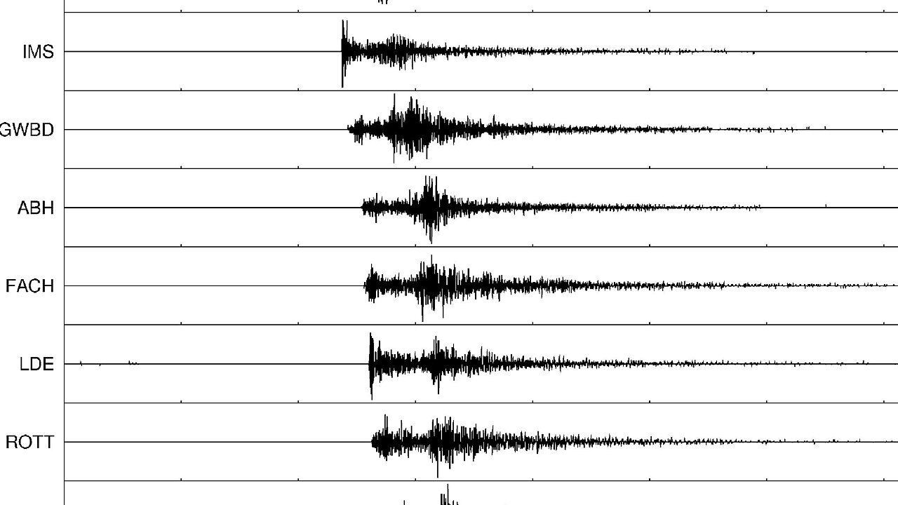 Seismogramme ausgewählter Erdbebenmessstationen.