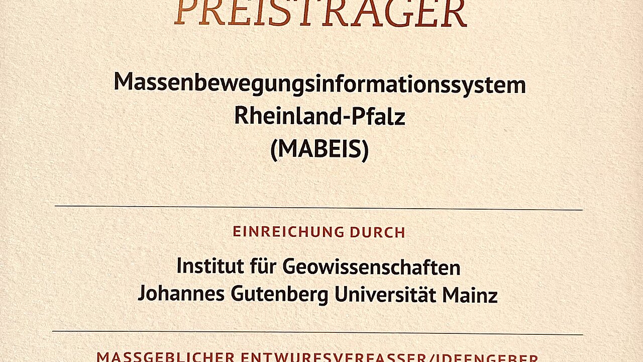 Urkunde für die Preisträger