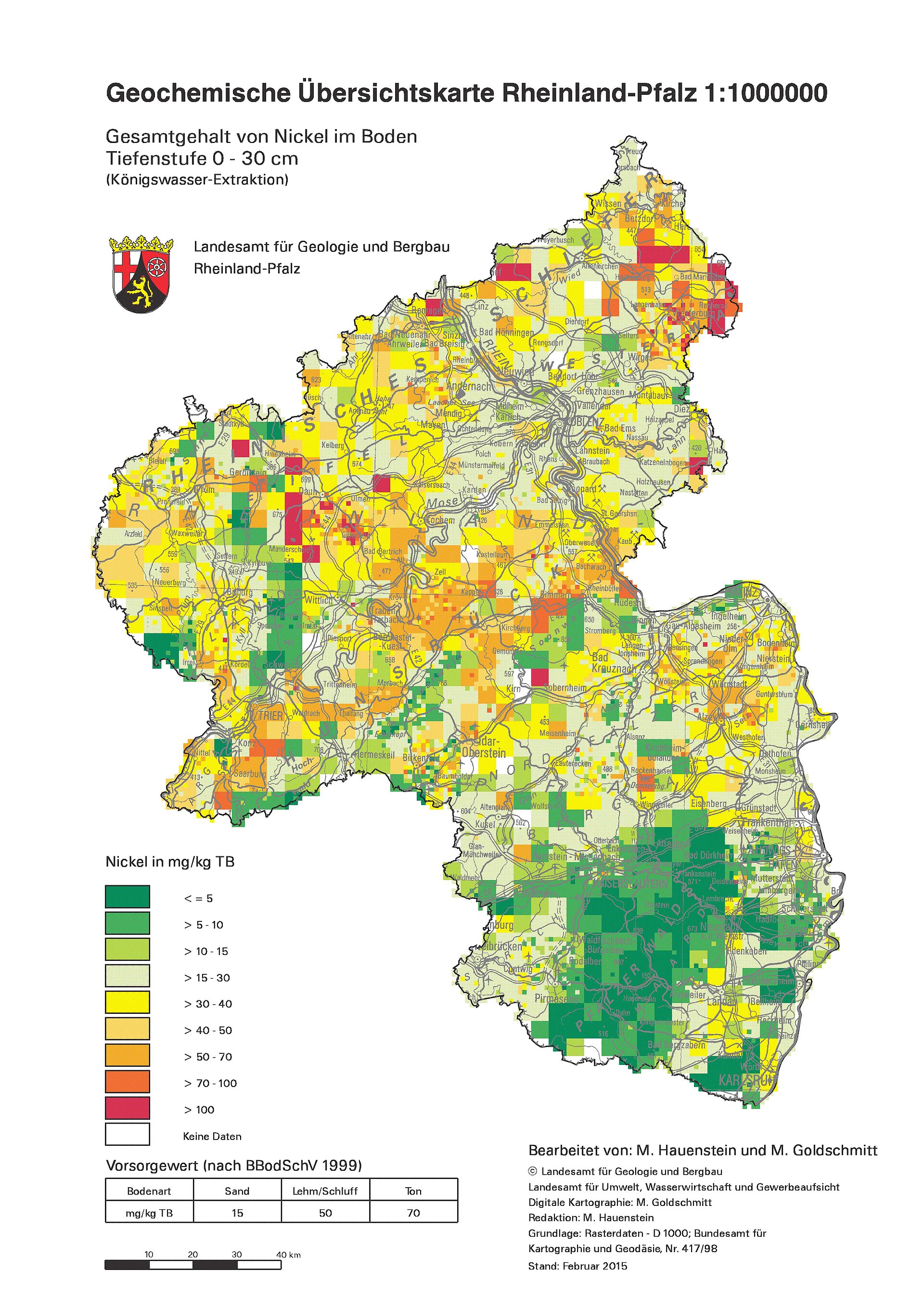 Geochemische Überschtskarte Rheinland-Pfalz, Beispiel aus einem Bodenzustandsbericht Geochemische Überschtskarte Rheinland-Pfalz, Beispiel aus einem Bodenzustandsbericht